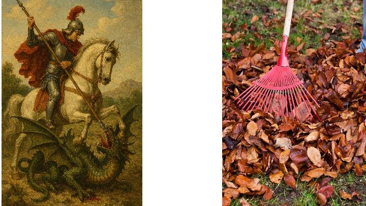 Sct. Georg og dragen og en der river blade